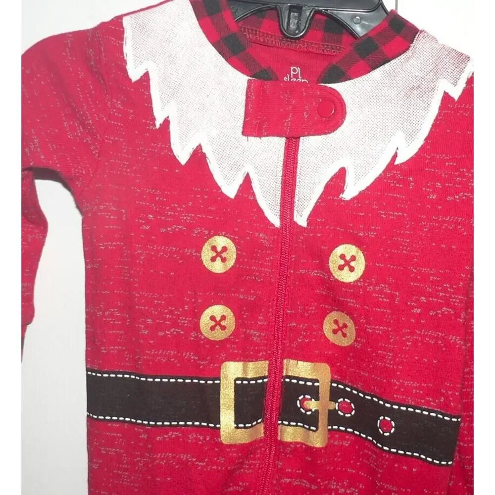 PL Sleep Toddlers Long Sleeve Pajama & Hat Set in Red Santa 6M MSRP $32‎
